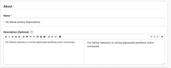 About section input fields