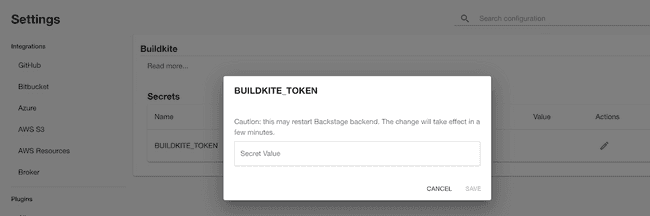 Add BUILDKITE_TOKEN in Settings Page